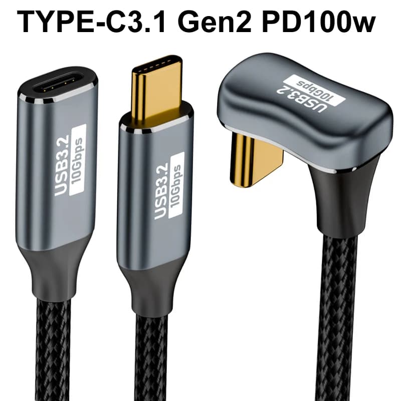 1.5M/3M Nylon Braid 4K@60Hz U-Shape USB 3.2 Gen2 OTG DATA 10Gbps Type C to Type C ThunderBolt 3 Audio Video PD100W 20V 5A Cable