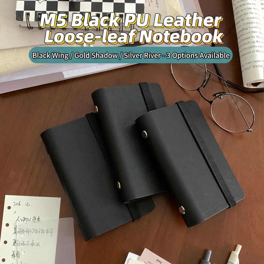 Agenda Tascabile in Pelle PU Formato M5, Quaderno a Fogli Mobili, Planner in Pelle PU Delicato per gli Occhi per Registrazione Viaggi e Fai-da-te