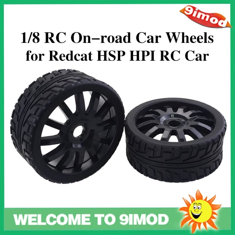 1/8 RC Auto Pneumatici In Gomma Ruote per Redcat HSP HPI Hobao 1/8 Auto On-road 2 PZ Nero