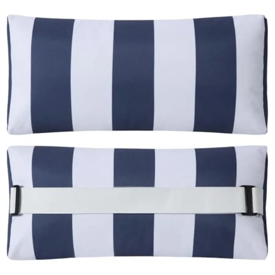 Cuscini da Esterno per Chaise Longue, 2 Pezzi, a Righe, con Cinghie Regolabili, Cuscino per Testa e Lombare per Patio e Piscina