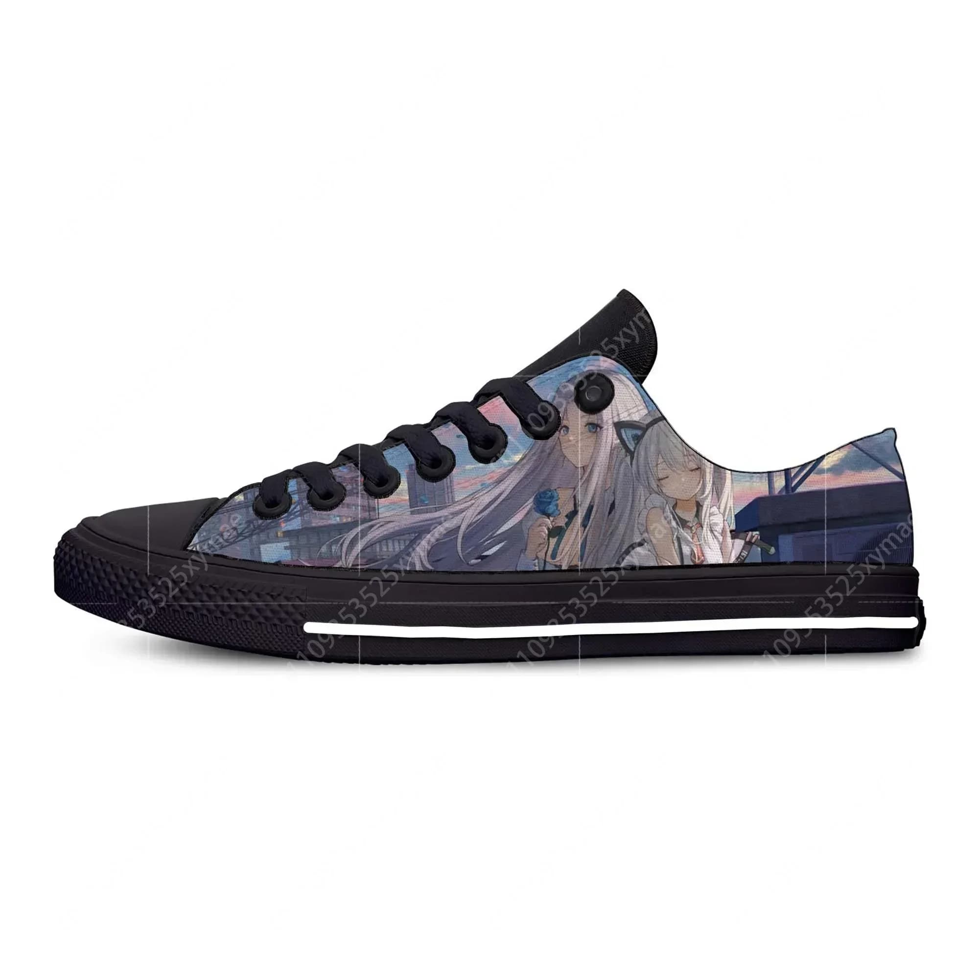Anime Azur Lane Low Top Sneakers Scarpe casual da uomo e da donna per adolescenti Scarpe da corsa in tela Scarpe leggere e traspiranti con stampa 3D