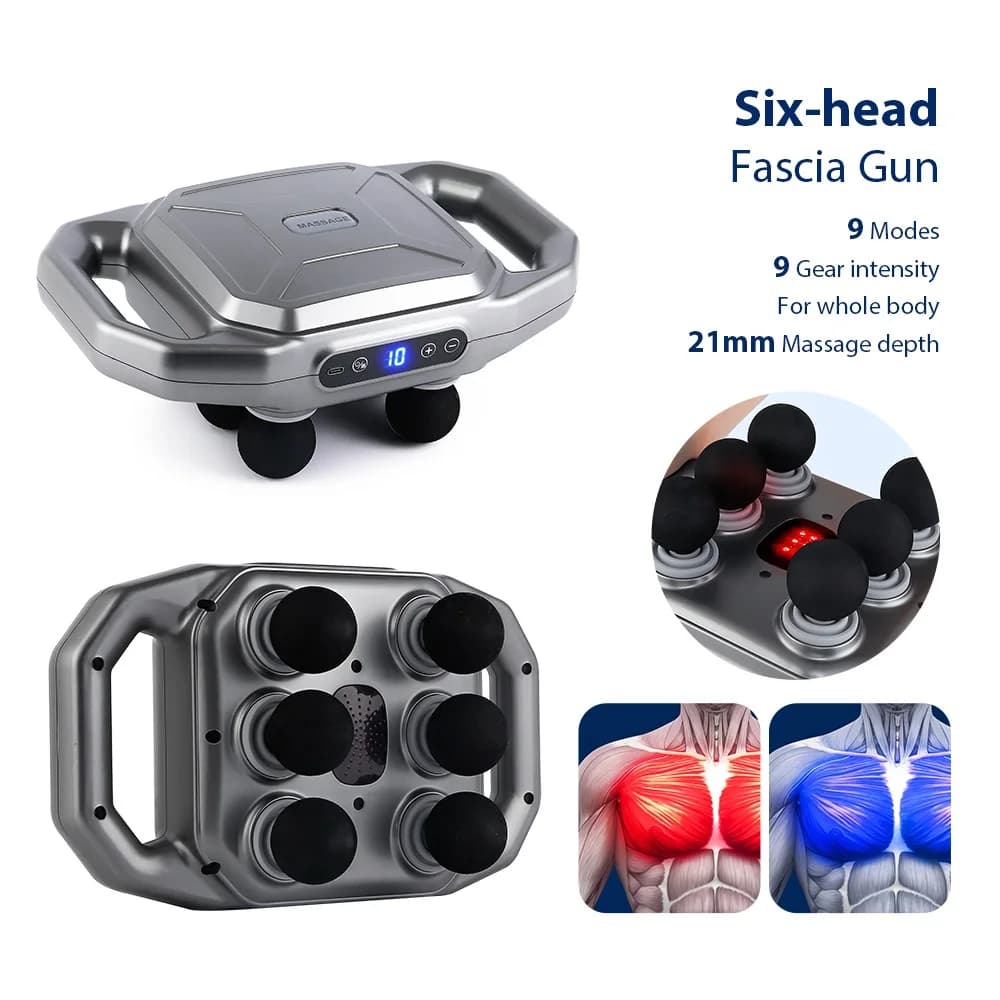 6 Head Wireless Massage for Back and Life, High Frequency Vibration for Body Relaxation, Massage for Sleeps, Spalles, Legs and Wraps
