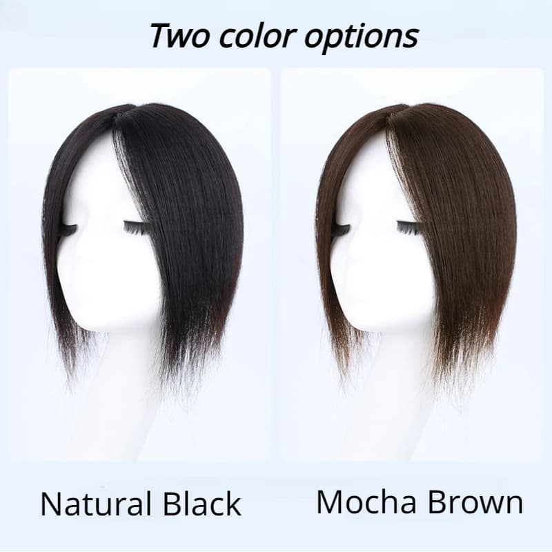 Moda 100% veri posticci umani donne estensioni dei capelli neri naturali Topper 25 cm cigno nero base a rete top toupee clip parrucche