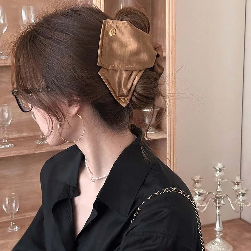 Elegant Korean Style Triangle Hair Clips, Plastic and Fabric Hair Clips, Polyester Multilayer, Women's Hair Accessories for Gifts