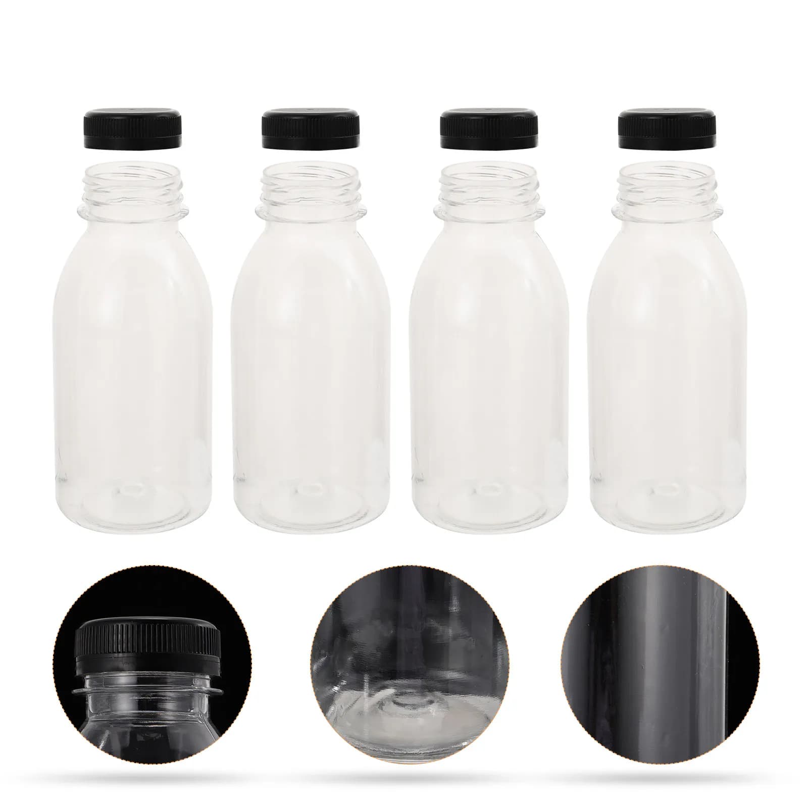 10 Pieces 300Ml Ecological Reusable Drink Bottles with Transparent Body for Juice, Frullati, Marmellate, Water, Containers Rechargeable for Drinks