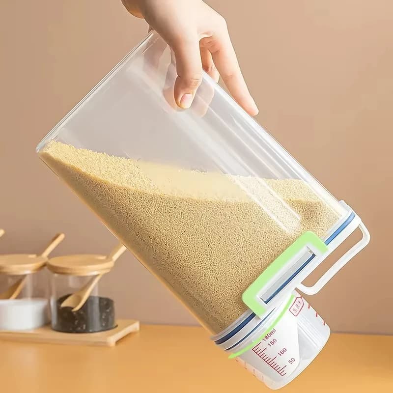 Nuovo dispenser di cereali in plastica scatole di immagazzinaggio cucina cibo grani contenitore di riso bella cucina scatola di immagazzinaggio di riso farina di cereali