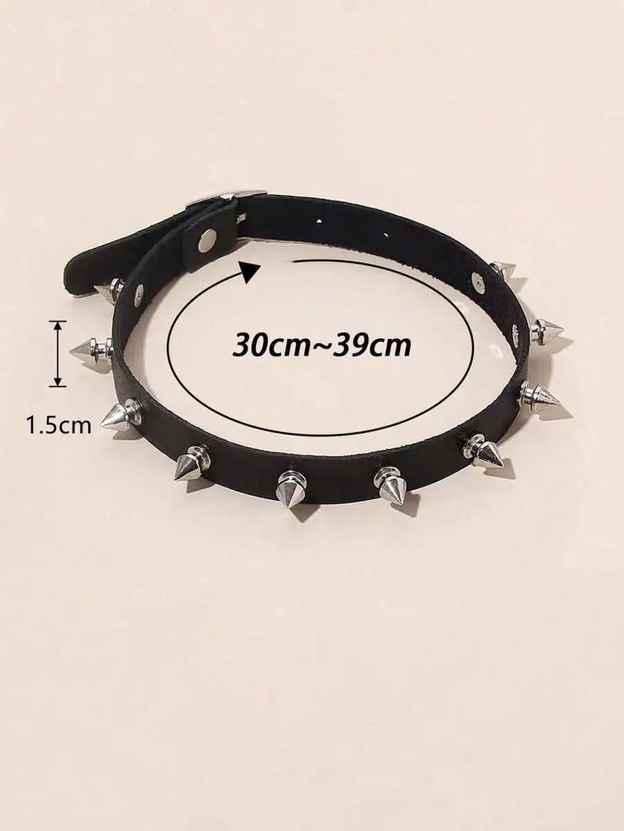Gothic Punk Spiked Leather Choker Necklace For Adults Unisex Rock Party