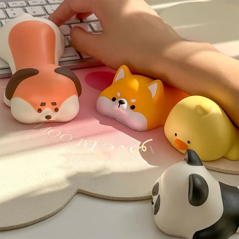 Tappetino da scrivania con supporto per il polso a forma di cartone animato, tappetino ergonomico per mouse e poggiapolsi, tappetino antistress da ufficio per donne