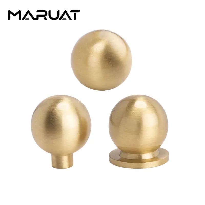 Maniglie Rotonde in Ottone Massiccio per Armadi e Cassetti, Stile Antico e Moderno, Manopole a Foro Singolo per Mobili