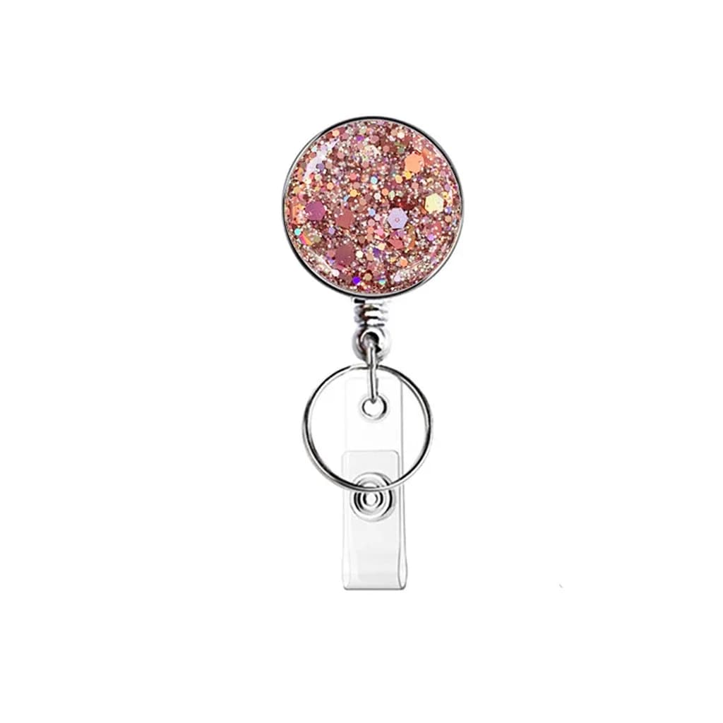 Retractable Name Card Clip Shiny Glitter Badge Reel Belt Clip Badge Reel Retractable Retractable Badge Holder For Commuting