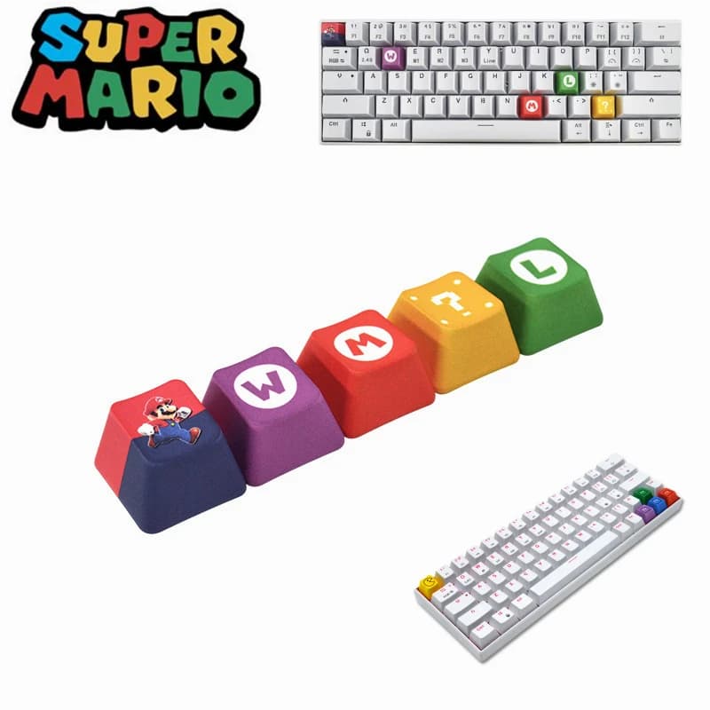 Gioco Super Mario Bros Luigi Cosplay Copritasti Tastiera meccanica multicolore Copritasto 5 pezzi/set Accessori Prop Regali giocattolo