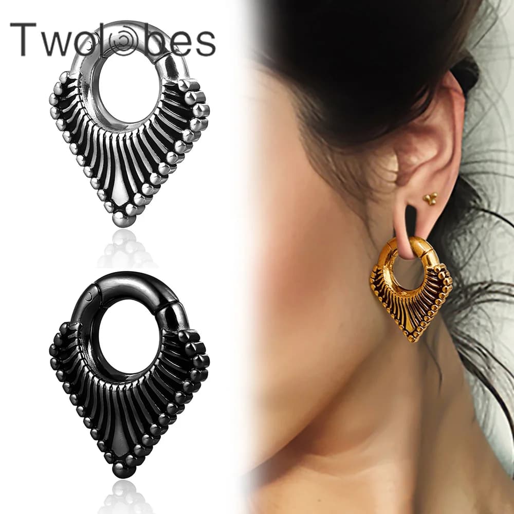 Twolobes 2PCS Vintage Ear Weights Hangers 316 Stainless Steel Tunnel Calibers for Jewelry Piercing with Extended Lobes New Arrival