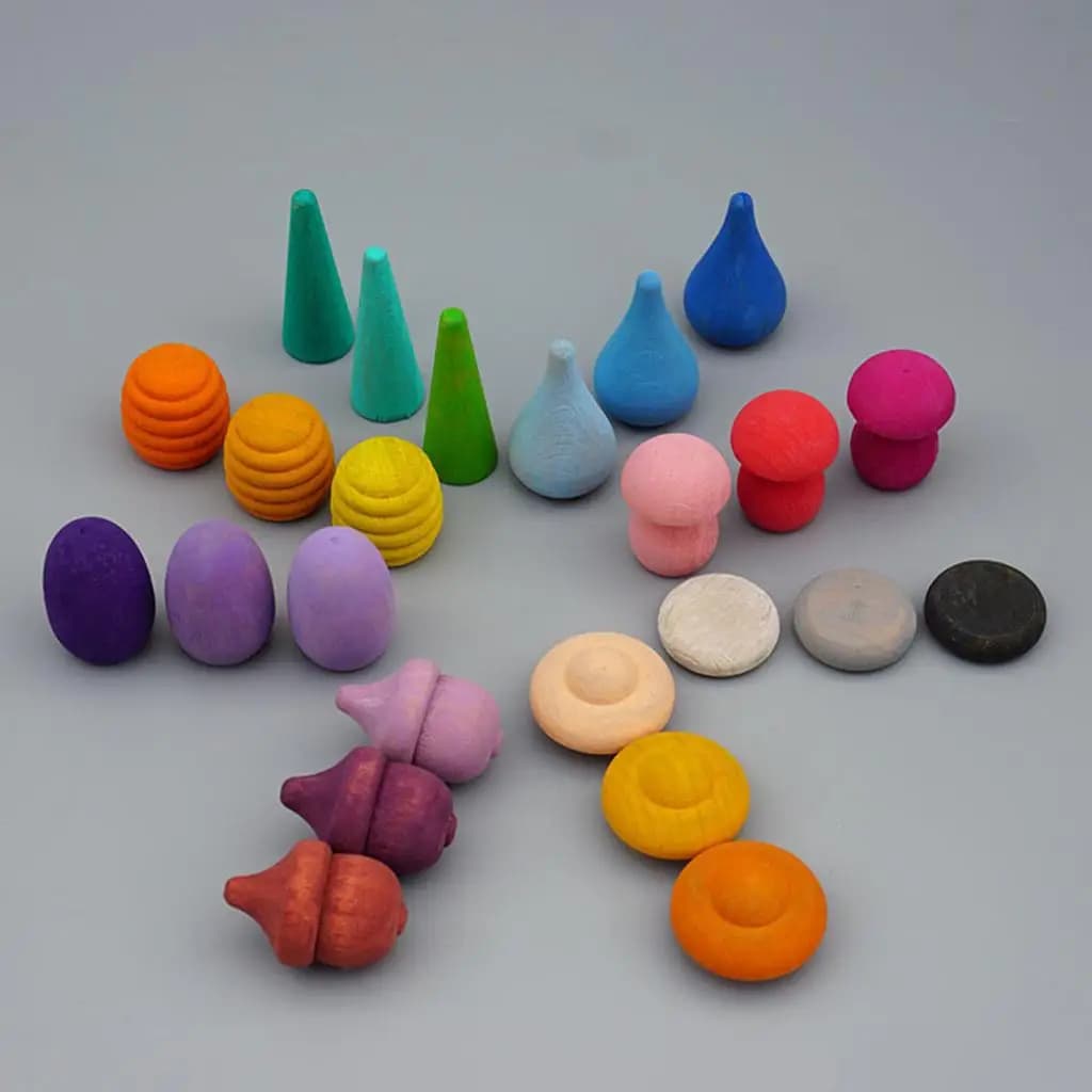 24 pezzi di artigianato in legno naturale, mini bambole con pioli, forme vuote, parti fai da te per bambini