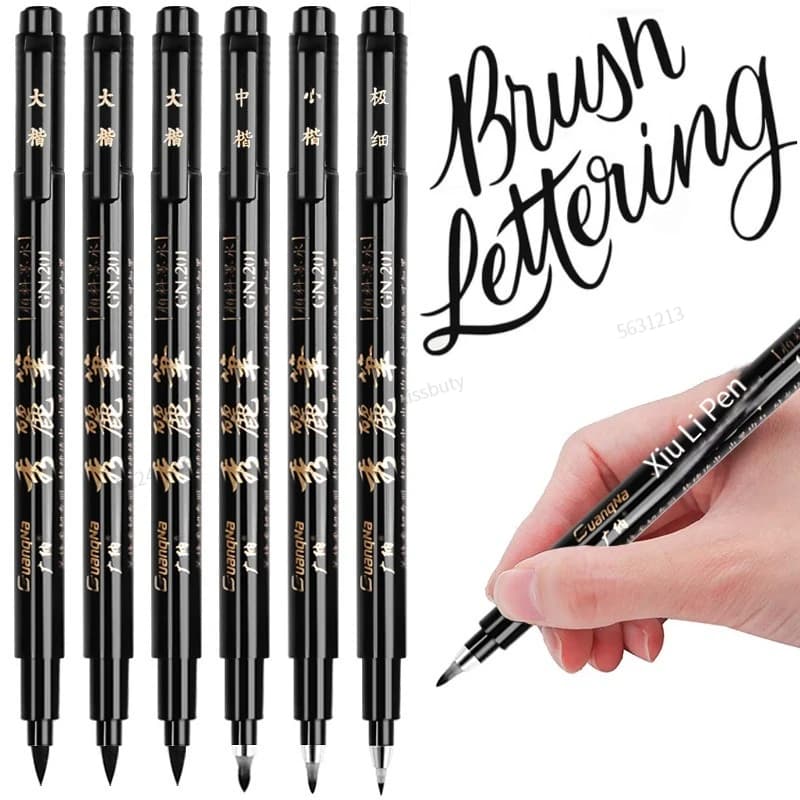 GN 4Pcs Calligraphy Pen Hand Lettering Art Pens Brush Ink Lettering Pens Markers for Writing Drawing Black Ink Pens Art Marker