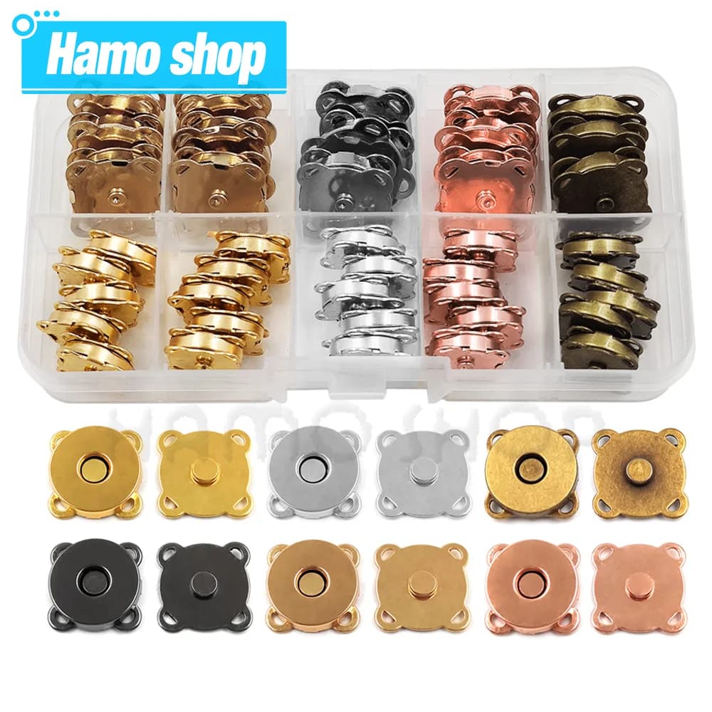 20 set 10mm-18mm cucire magnete in metallo fibbia bottoni di fissaggio a scatto kit cucito fai da te accessori per indumenti materiali portafoglio fibbia