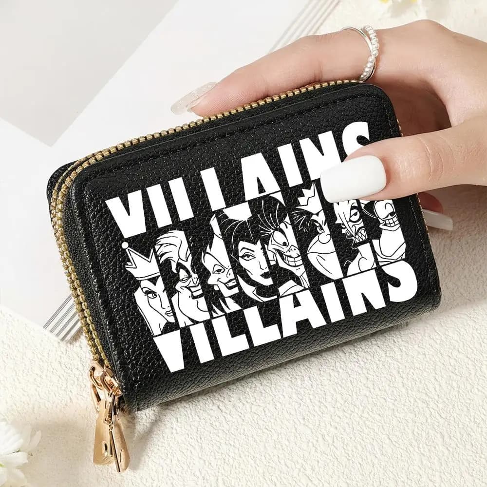 Portafoglio da donna Villains con doppia cerniera, porta carte di credito, porta monete RFID, porta carte multiple, borsa da uomo, portafoglio piccolo e leggero, idea regalo