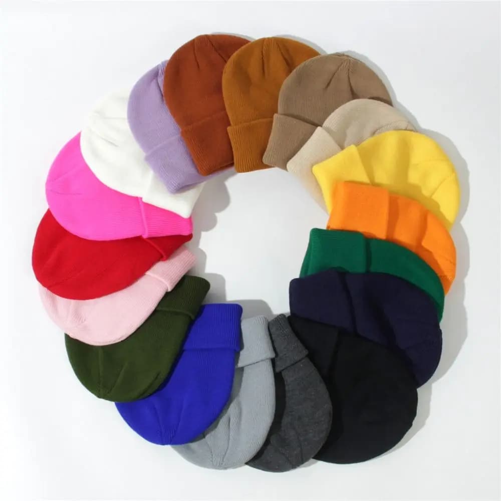 Cute Solid Kids Winter Hat 2-6 Years Soft Knit Warm Beanies Children Ski Hats for Boys Girls