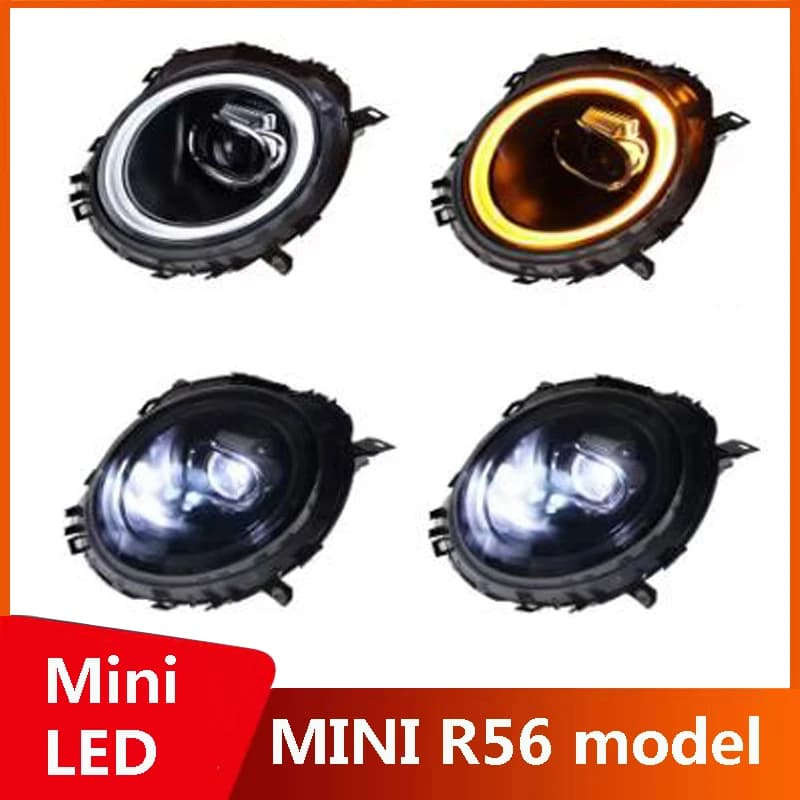 Per Auto BMW MINI R56 Modificate: Luci Diurne a LED Mini con Lenti Proiettore, Fari Angel Eye