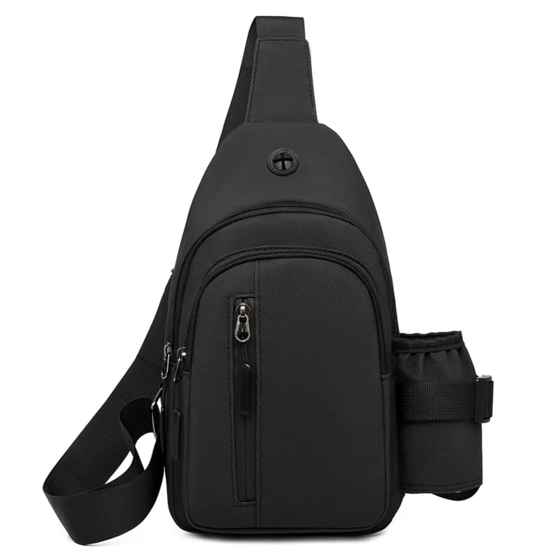 Nuova borsa da petto versatile, alla moda e casual da uomo, leggera, resistente, multitasche, tinta unita, tracolla regolabile