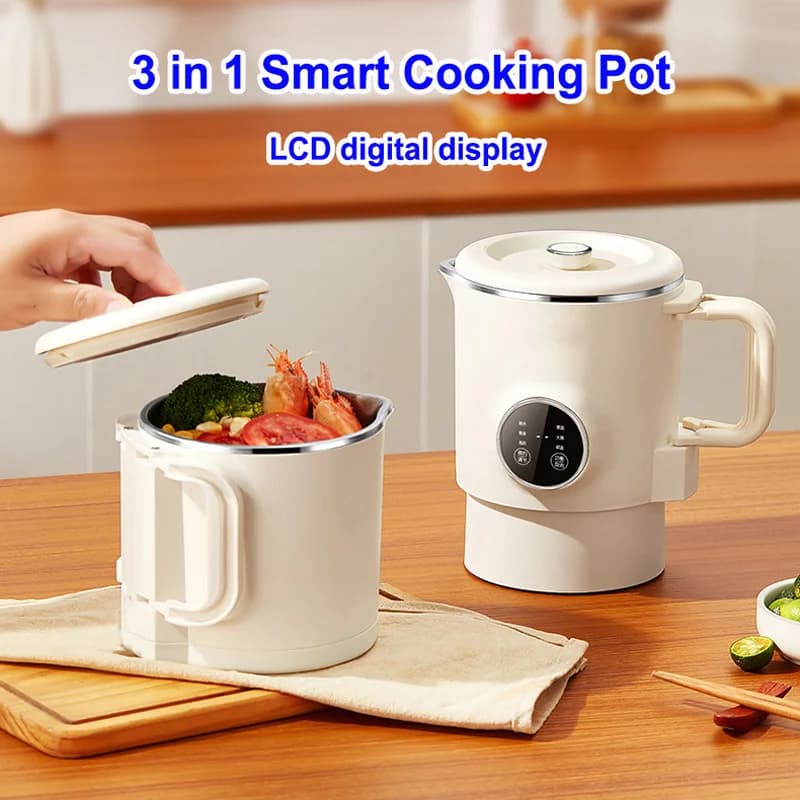 Fornello elettrico multifunzione LCD intelligente Pentola pieghevole completamente automatica per uso domestico Piccolo bollitore elettrico da viaggio portatile