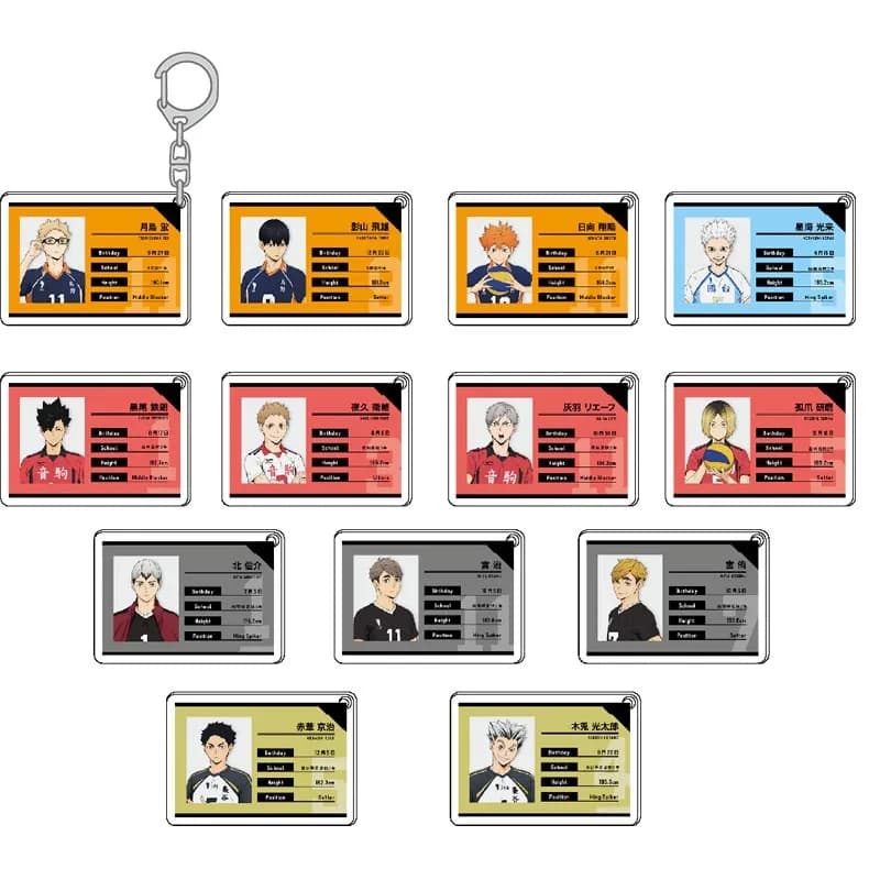 Haikyuu Portachiavi in acrilico Pacchetto studente Kawaii Hinata Shoyo Tobio Kageyama Kozume Kenma Anime Accessorio cartone animato Regalo di compleanno