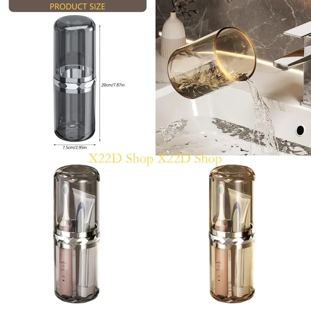 X22D Ergonomic Travel Friendly Toothbrush Holders Splashproofs Lid Easy Cleans Face