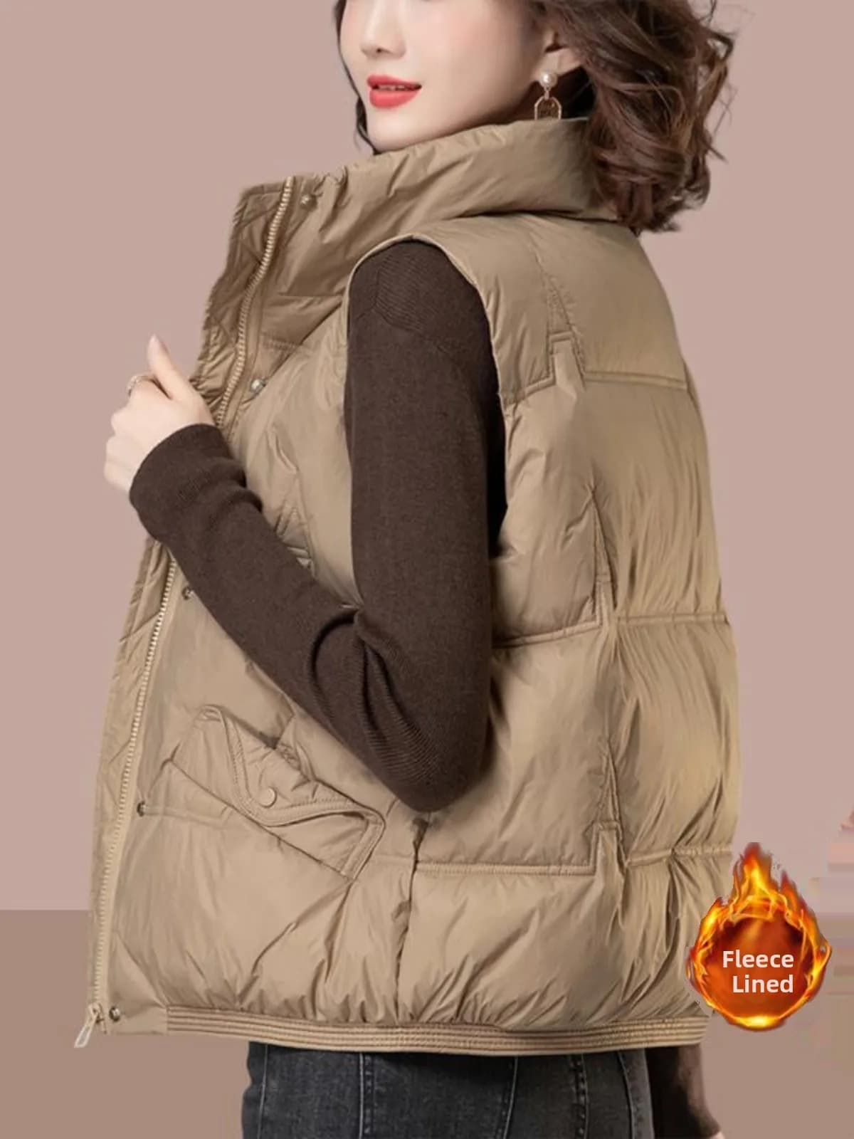 Gilet in cotone imbottito da donna elegante e versatile, taglia piccola, stile autunno inverno, alla moda, con spalline, giacca gilet per il pendolarismo