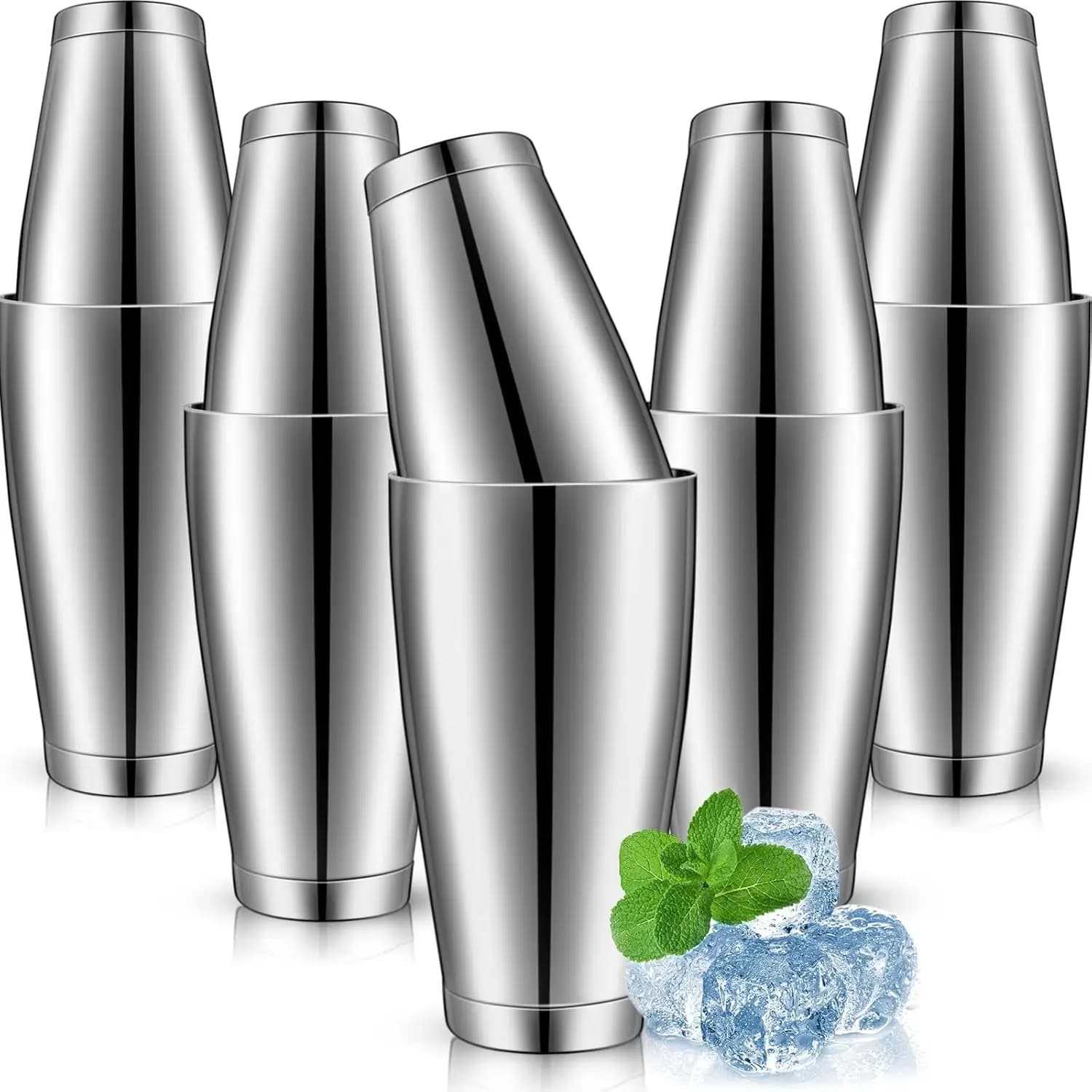 Set da 10 Pezzi per Cocktail, Shaker Boston Professionali, Mixer per Martini in Acciaio Inox per Barman e Bar Domestici - 18oz e 28oz