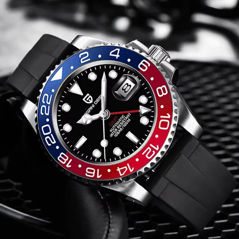 40mm PAGANI DESIGN GMT Men Watch Classic Luxury Mechanical Watches Stainless Steel Sports Waterproof Clock Automatic Wristwatch