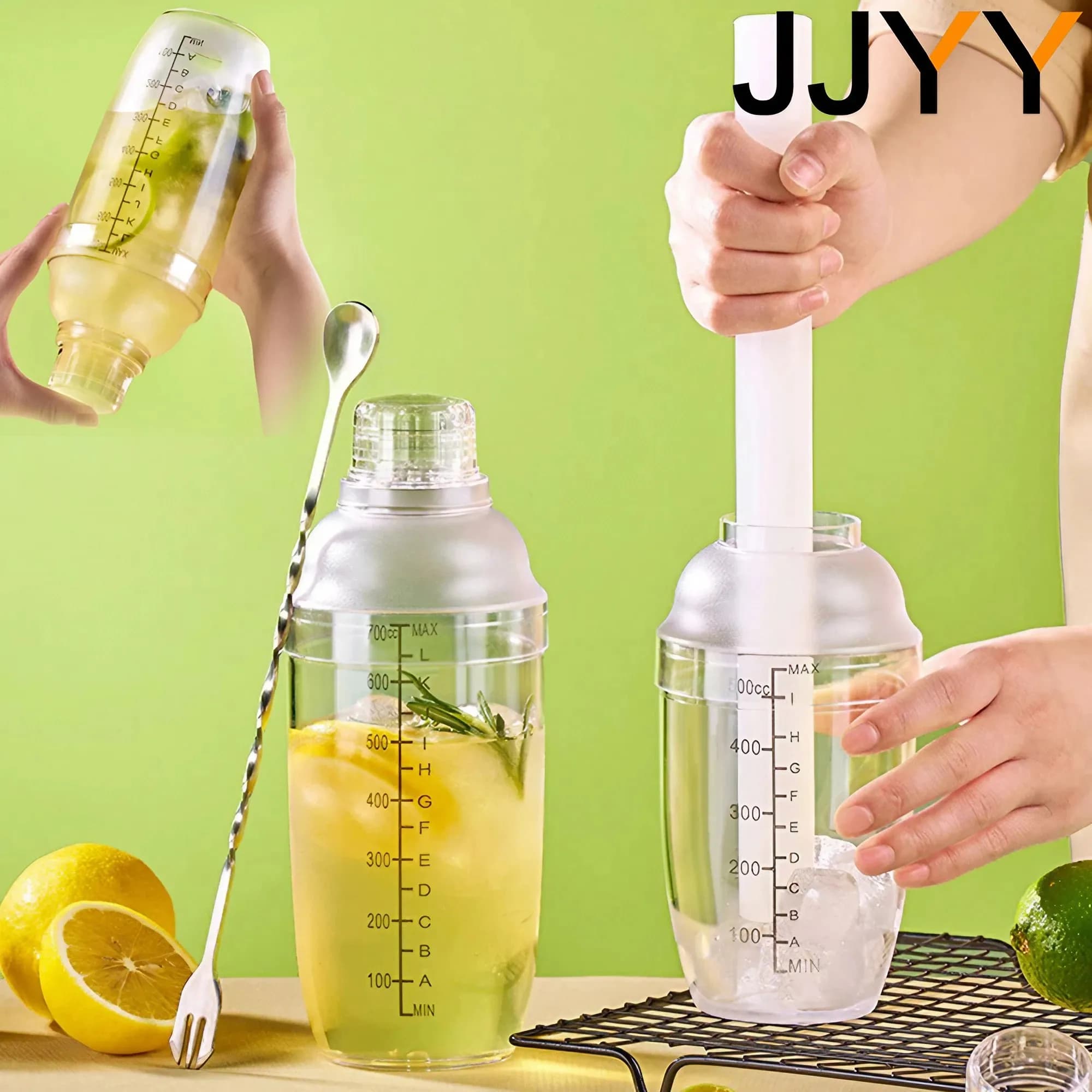 JJYY 350/500/700/1000 ML Trasparente Cocktail Shaker Mixer Vino Martini Boston Shaker per Bartender Drink Party Bar Strumenti