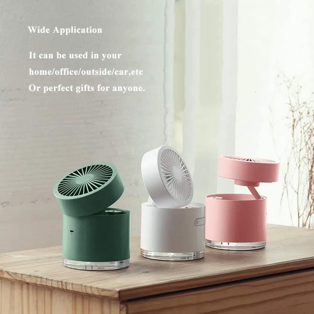 Ventilatore umidificatore 2 in 1, nebulizzazione fredda con luce notturna e spegnimento automatico silenzioso