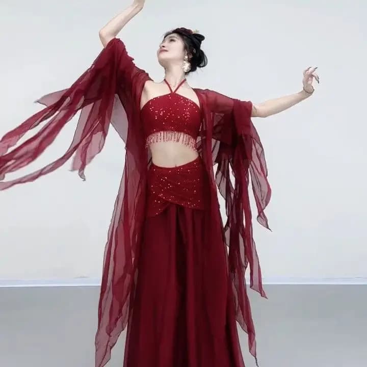 Classical Dance Performance Costume, Ethereal And Elegant Gauze Dress, Long Dance Dress, Chinese Han And Tang Era Costume For