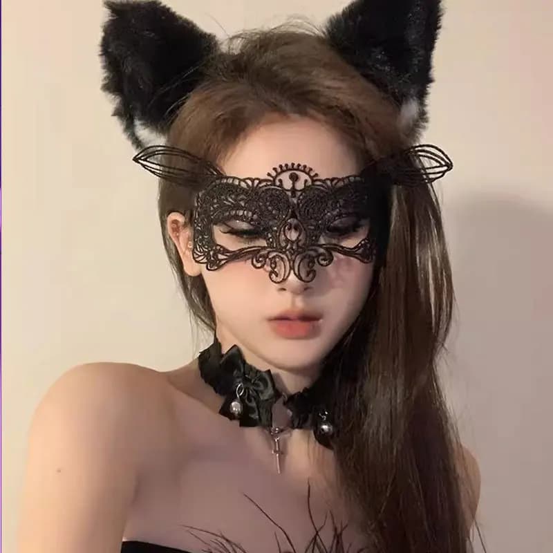 Maschera per gli occhi in pizzo da donna Mezza faccia Palla Festa Puntelli di Halloween Maschere di volpe di moda Ballo in maschera Accessori per maschera fantasia Tinta unita