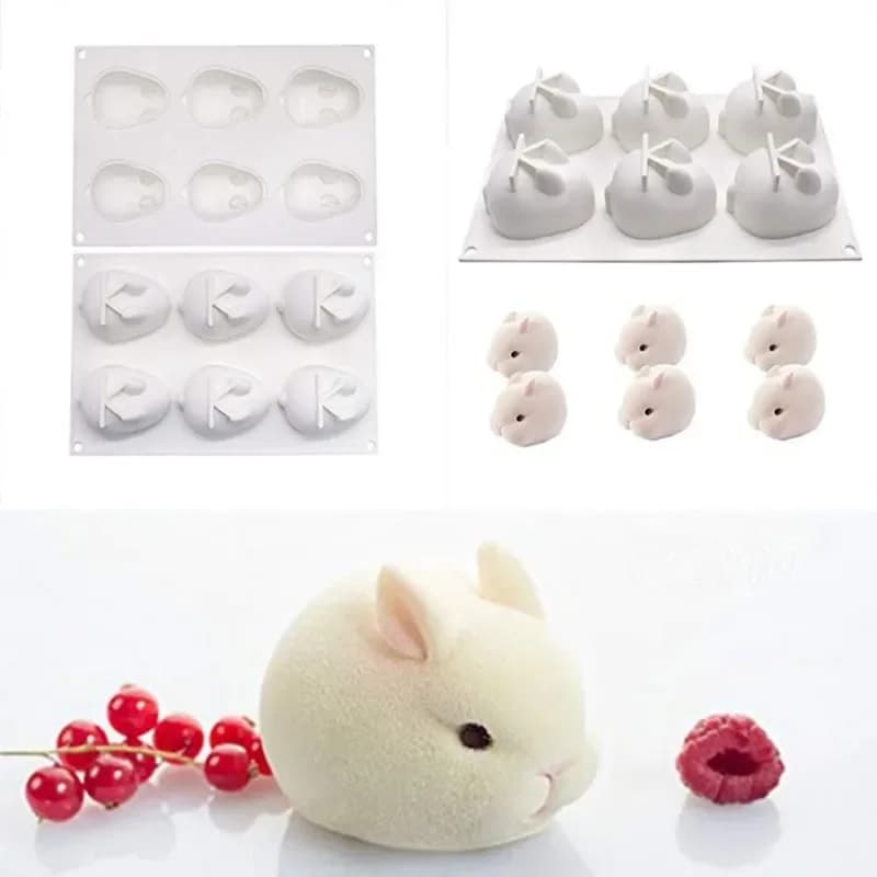 3D Creativo Food Grade Silicone Coniglio Stampo per gelato Mousse Torta Utensili da forno al cioccolato