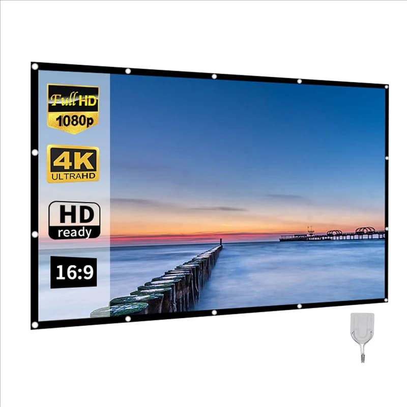 New Tech 2X Schermo per proiettore portatile per Home Theater Outdoor HD Bianco pieghevole Anti-piega (60 pollici)