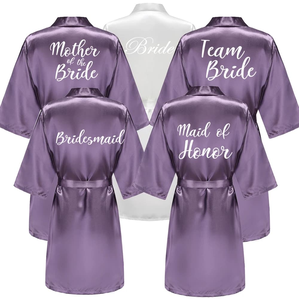 Matrimonio Sposa Abito da damigella d'onore Vestaglia Donne sexy Accappatoio Camicia da notte Indumenti da notte corti Madre Damigella d'onore Kimono