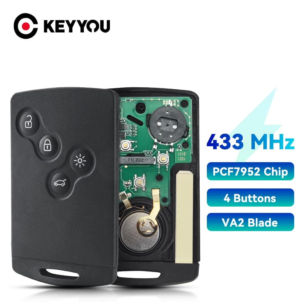 KEYYOU 433 MHz PCF7952 Chip Card Smart Chiave A Distanza Dell'automobile Per Renault Megane3 Fluence Scenic Laguna 3 Koleos Clio Fob Chiave di Controllo