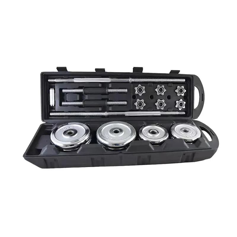 Set di manubri e bilanciere per fitness unisex in ghisa da 50 kg con pesi regolabili