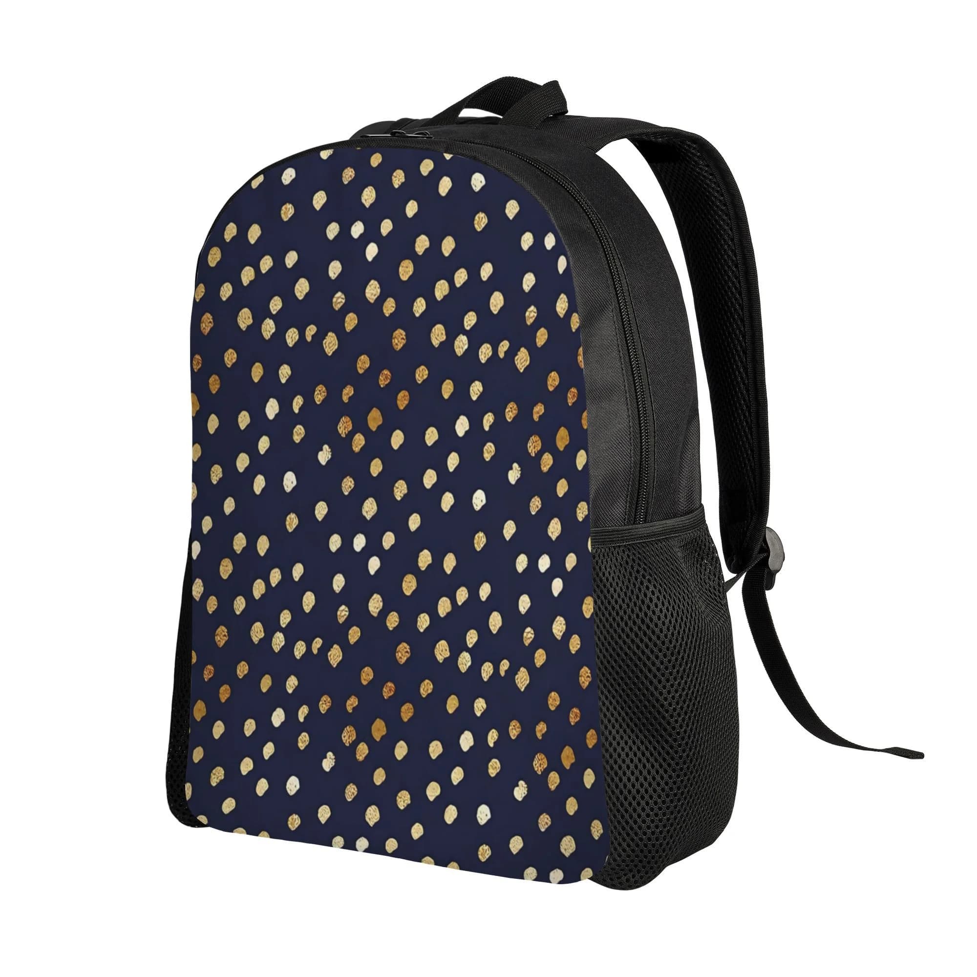 Backpack with Golden Cordele for Men and Women - Blue Navy and Gold School Bag with Adjustable Strap