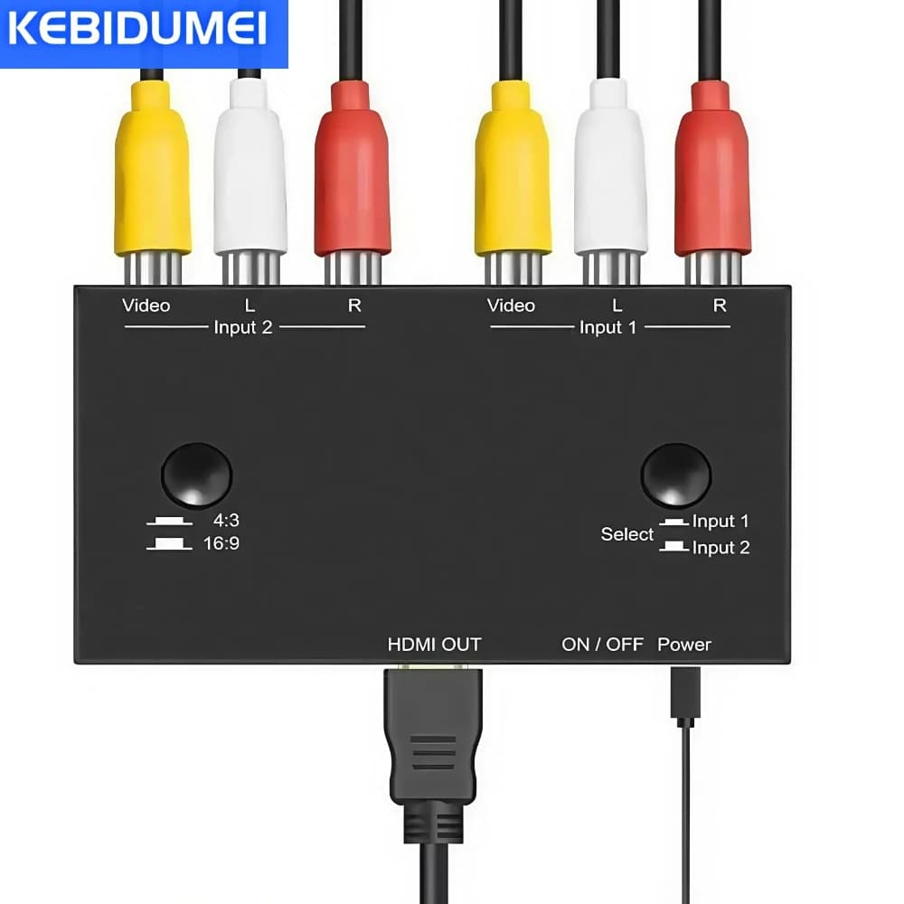Convertitore di segnale conveniente multifunzione compatibile da 2 vie da AV a HDMI 1080P a 2 vie da 2AV a HDMI