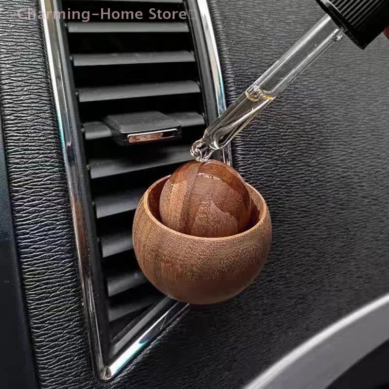 【M】 Diffusore sferico di oli essenziali per auto in legno Clip per aromaterapia per auto Deodorante per auto Decorazione automatica