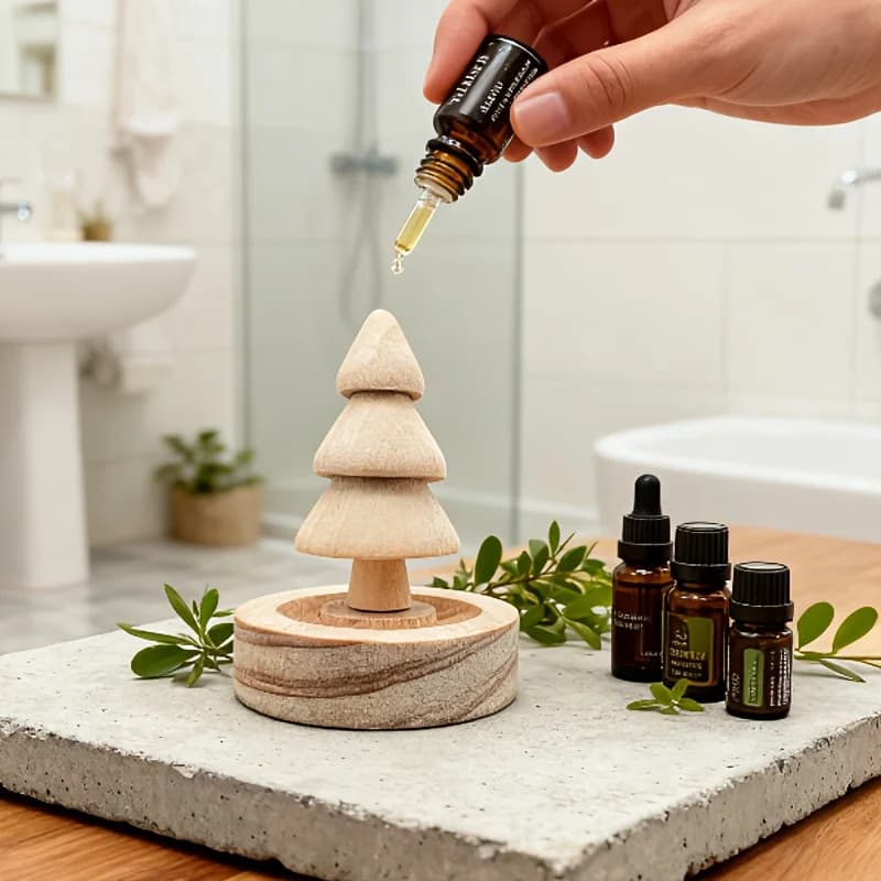 Essential Oil Diffuser Mini Christmas tree Shabili Wooden Aroma Diffuser, Natural Car Bedroom Decor Air Freshener, Festival Gift