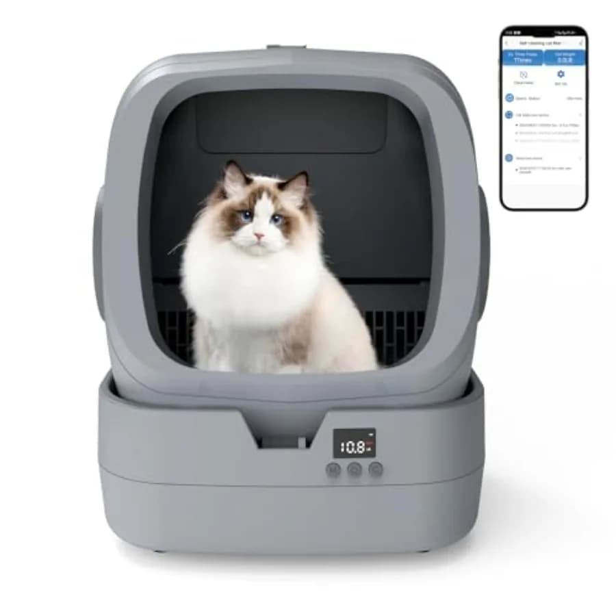 Automatic Cat Litter Box Self Cleaning - APP Control - Weight Monitoring - Ultra-Quiet, Medium Cats and Kittens Litter Box, Saf