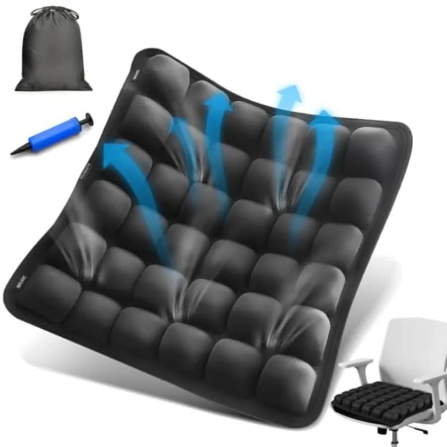 Cuscino da Viaggio Gonfiabile per Aereo con Celle d'Aria 3D, Cuscino Ergonomico per Voli Lunghi, Portatile
