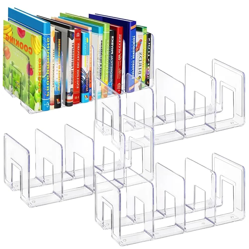 Set di 4 Organizzatori per Documenti in Acrilico, Portadocumenti da Scrivania Trasparente a 4 Scomparti, Supporto per Archiviazione da Ufficio per Libri