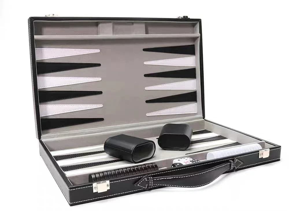 Set di scacchi pieghevole 3 in 1 personalizzato, pezzi in pelle, gioco da tavolo classico, backgammon