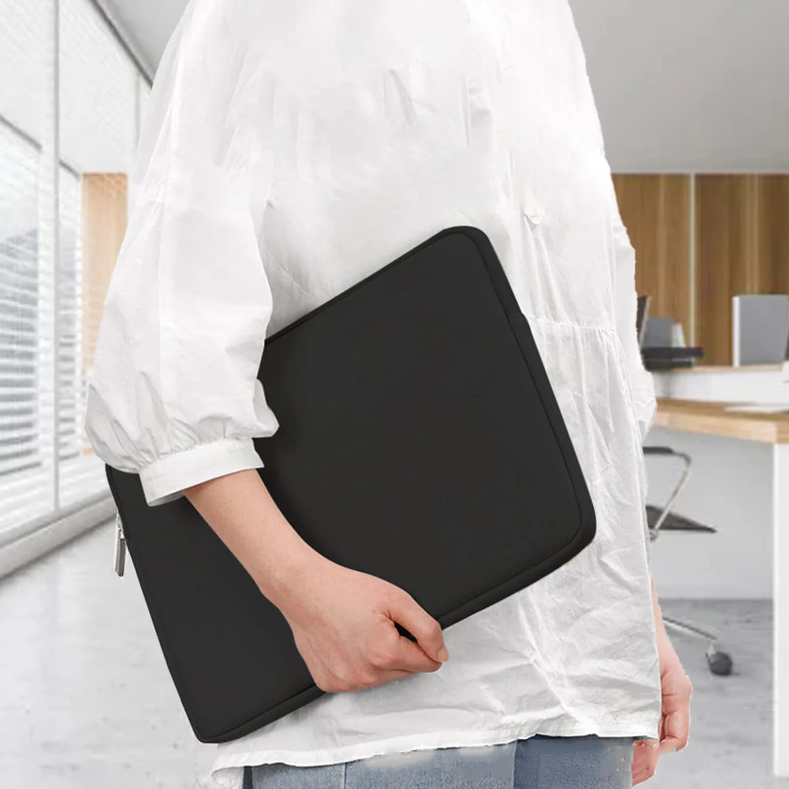 Borsa per tablet Custodia da trasporto per tablet portatile in schiuma neoprene nera resistente all'acqua con cerniera per borsa da viaggio per tablet portatile