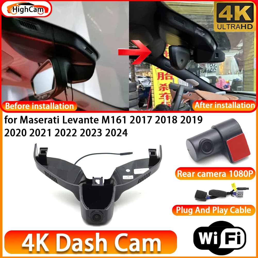 for Maserati Levante M161 2017 2018 2019 2020 2021 2022 2023 2024 OEM 4K DVR Dash Cam Front Rear Camera WiFi Video Recorder
