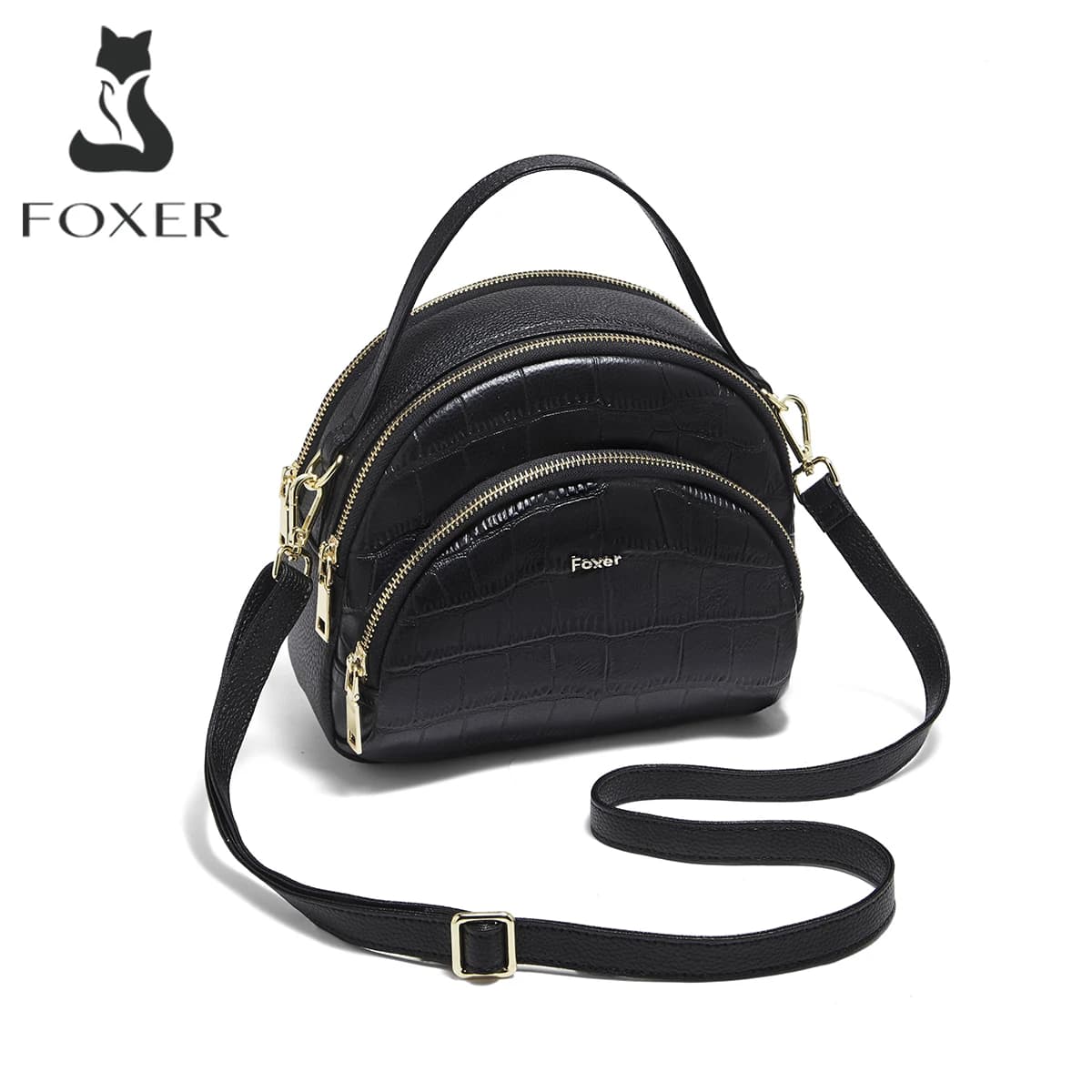FOXER 2026 New Women's Shoulder Bag Genuine Leather Chic Handbag Lady Crossbody Bag Light Luxury Shell Travel Bag Purse