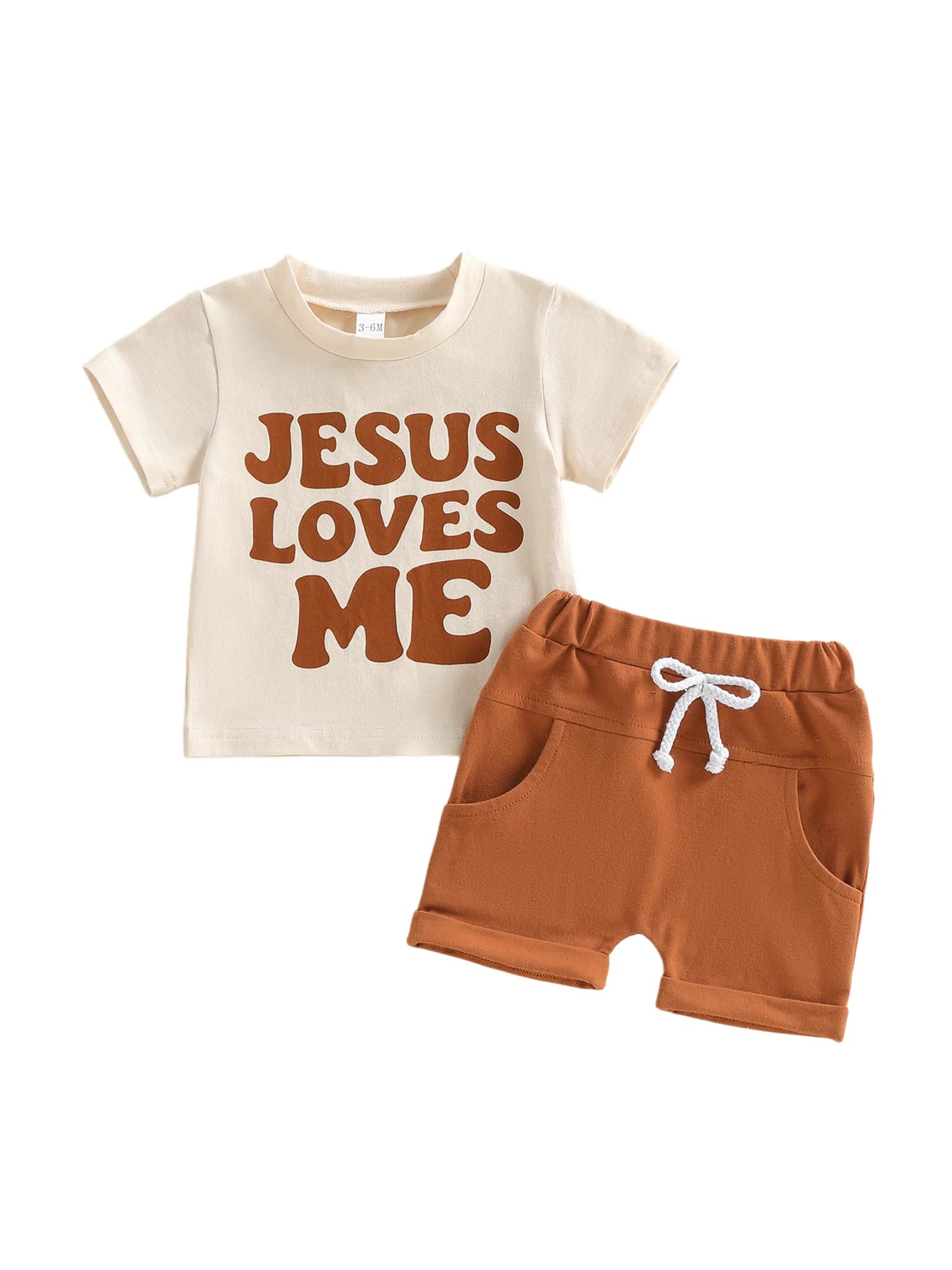 Set di vestiti per neonato da 2 pezzi, manica corta, girocollo, lettere, stampa, top e pantaloncini in vita elastica per l'estate